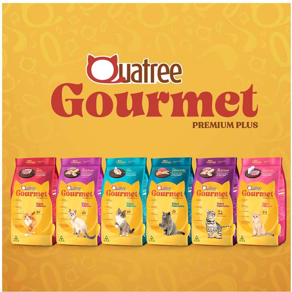 Ração Seca Quatree Gourmet Mix de Carnes Gatos Castrados - 10,1Kg