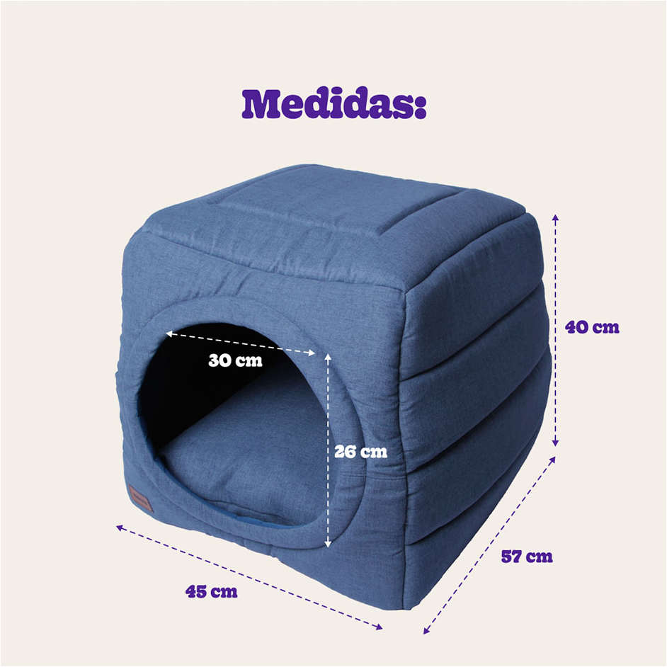 Cama Meau Toca Iglu Premium Azul - Tam. P