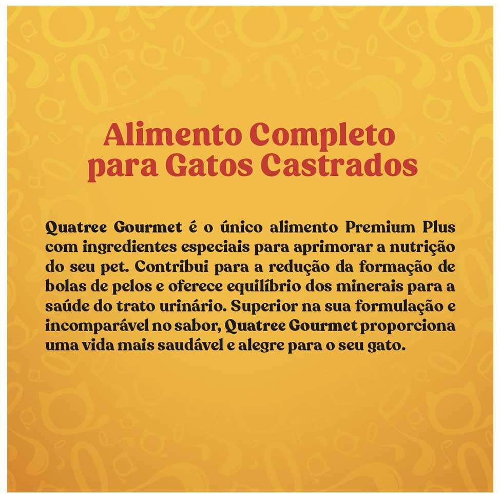 Ração Seca Quatree Gourmet Delícias do Mar Gatos Castrados - 10,1Kg