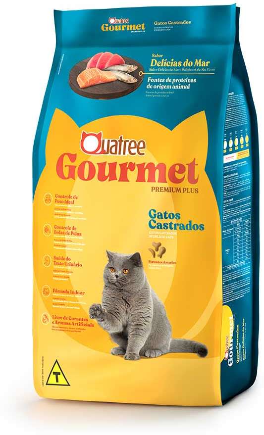 Ração Seca Quatree Gourmet Delícias do Mar Gatos Castrados - 10,1Kg