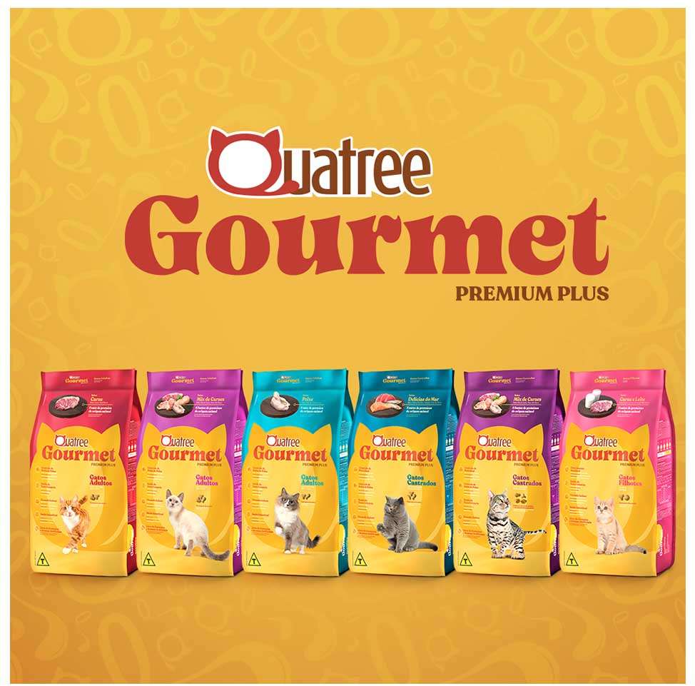 Ração Seca Quatree Gourmet Delícias do Mar Gatos Castrados - 10,1Kg