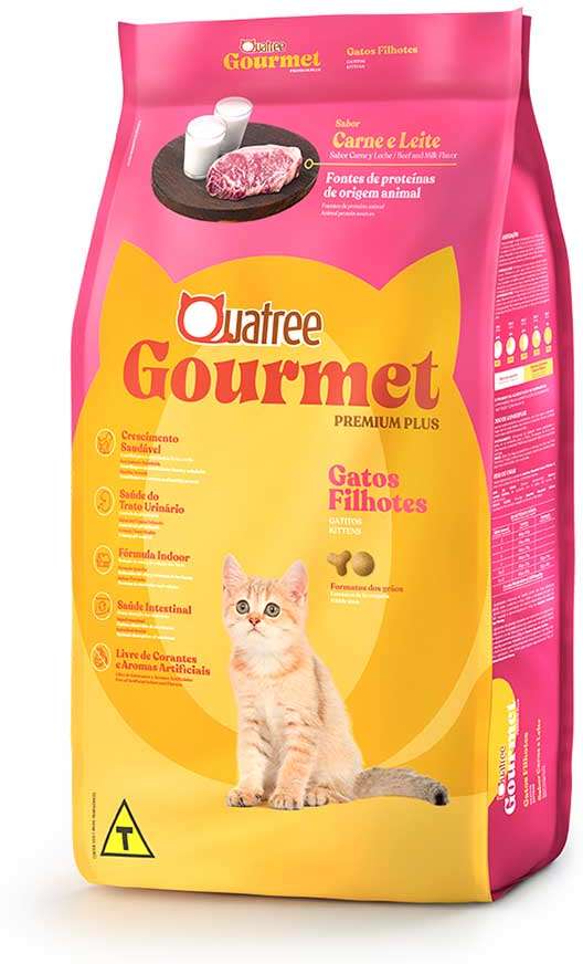 Ração Seca Quatree Gourmet Carne e Leite Gatos Filhotes - 10,1Kg