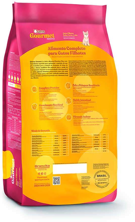 Ração Seca Quatree Gourmet Carne e Leite Gatos Filhotes - 10,1Kg