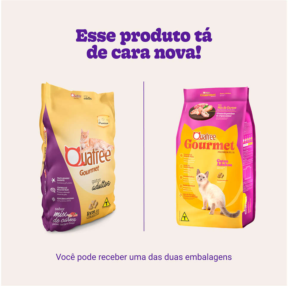 Ração Seca Quatree Gourmet Mix de Carnes Gatos Adultos - 10,1Kg