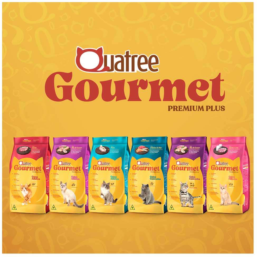 Ração Seca Quatree Gourmet Mix de Carnes Gatos Adultos - 10,1Kg
