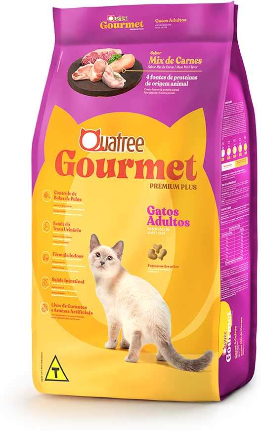 Ração Seca Quatree Gourmet Mix de Carnes Gatos Adultos - 10,1Kg
