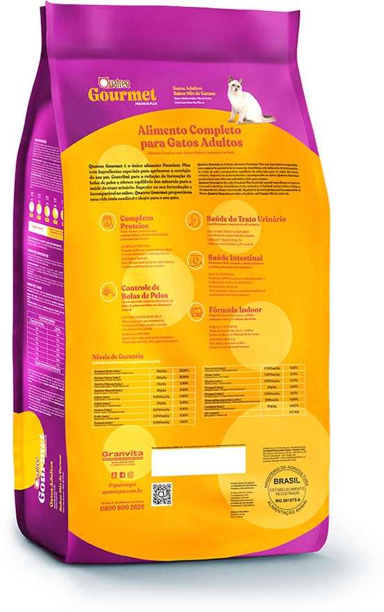 Ração Seca Quatree Gourmet Mix de Carnes Gatos Adultos - 10,1Kg