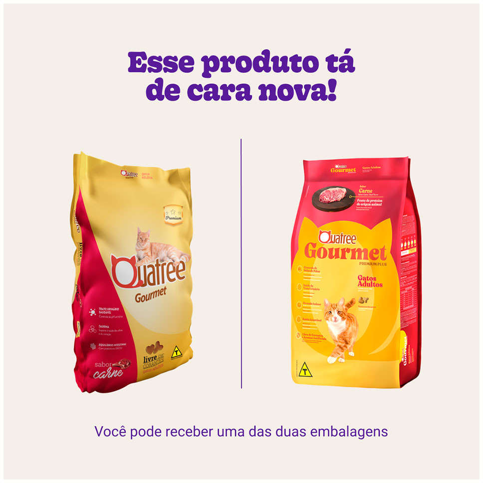 Ração Seca Quatree Gourmet Carne Gatos Adultos - 10,1Kg
