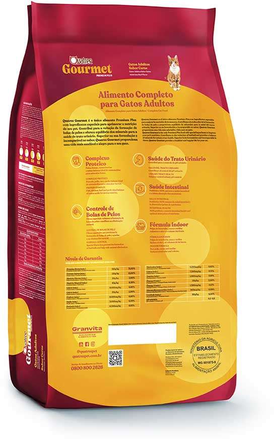 Ração Seca Quatree Gourmet Carne Gatos Adultos - 10,1Kg