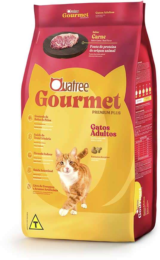 Ração Seca Quatree Gourmet Carne Gatos Adultos - 10,1Kg