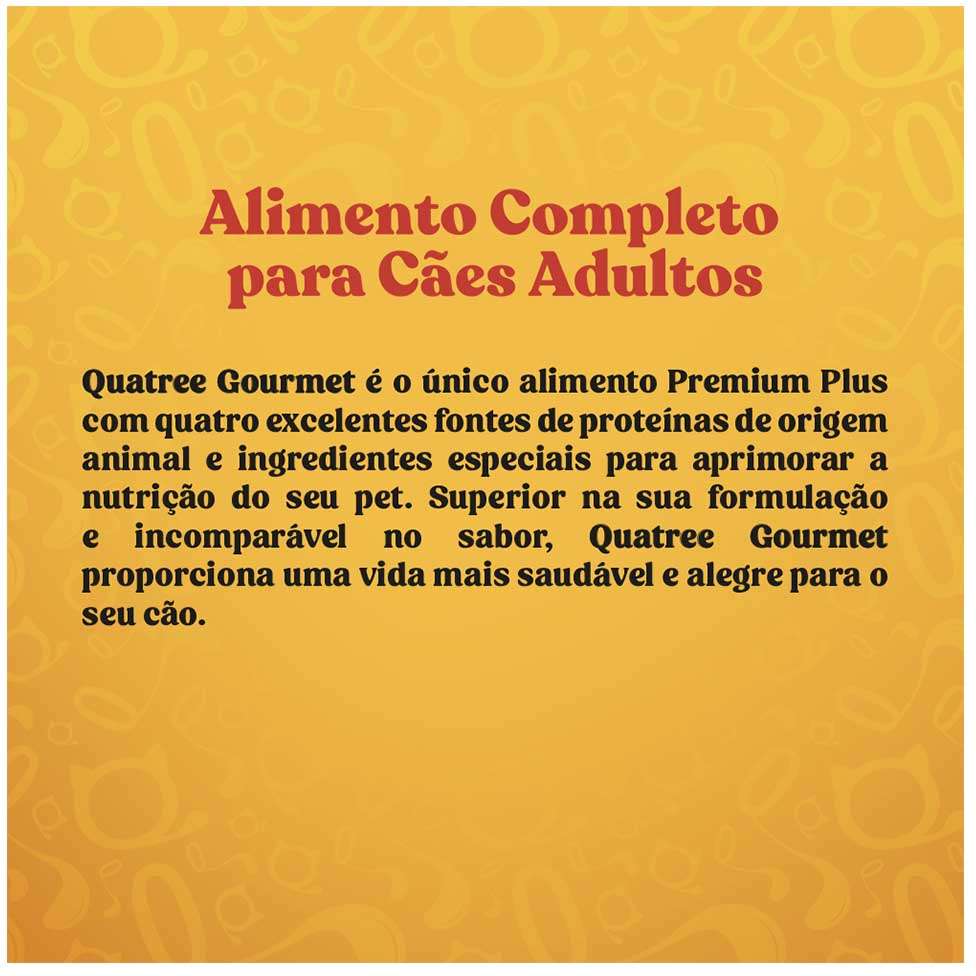 Ração Seca Quatree Gourmet Sem Corantes Cães Adultos Raças Médias e Grandes - 15Kg