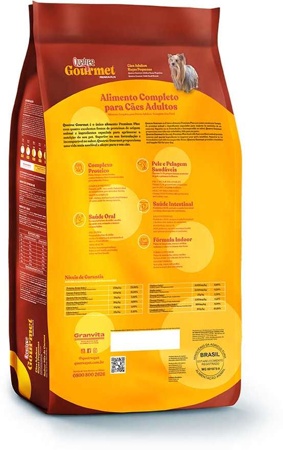 Ração Seca Quatree Gourmet Cães Adultos Raças Pequenas - 10,1Kg