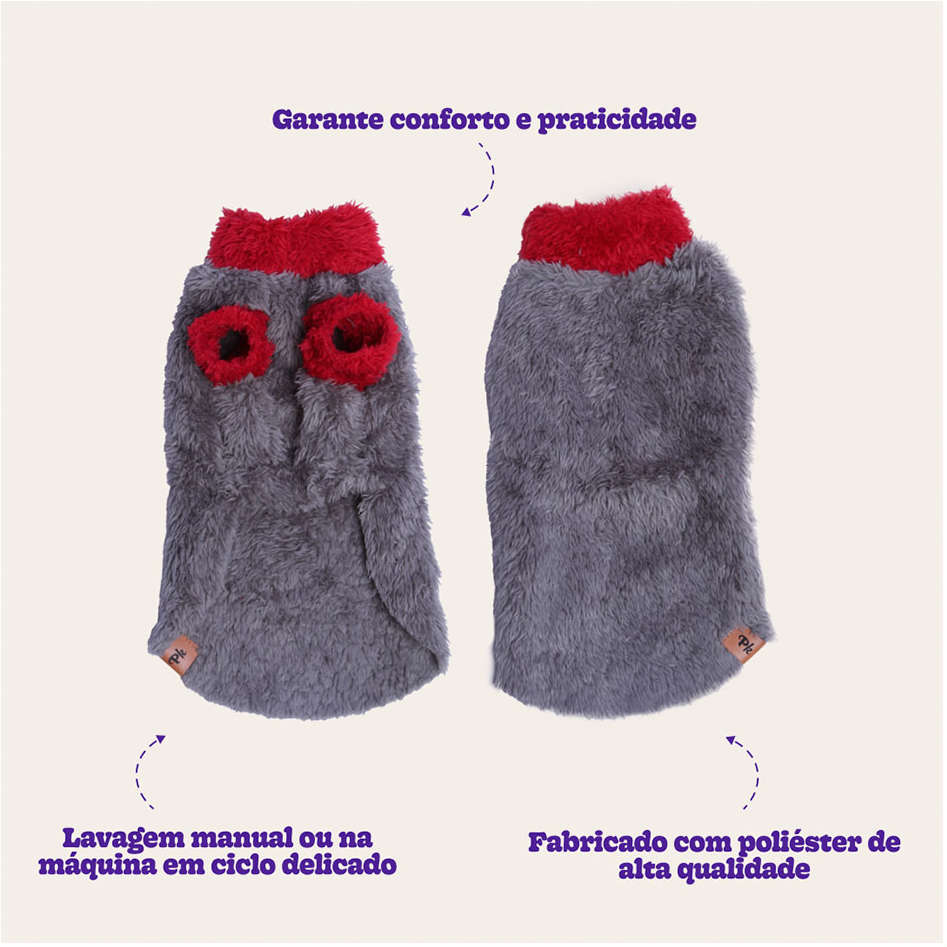 Moletom Pickorruchos Urso Felpudo Cinza - Tam. 07