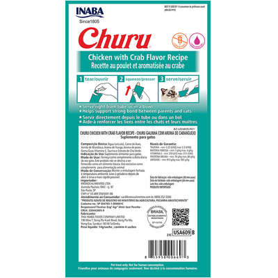 Petisco Churu para Gatos Sabor Frango com Caranguejo