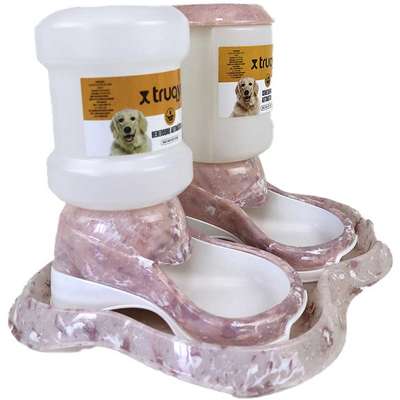 Kit Comedouro e Bebedouro Automático Truqys Pet Com Galão Rosé para Cães e Gatos