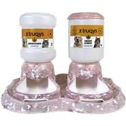 Kit Comedouro e Bebedouro Automático Truqys Pet Com Galão Rosé para Cães e Gatos - KIT