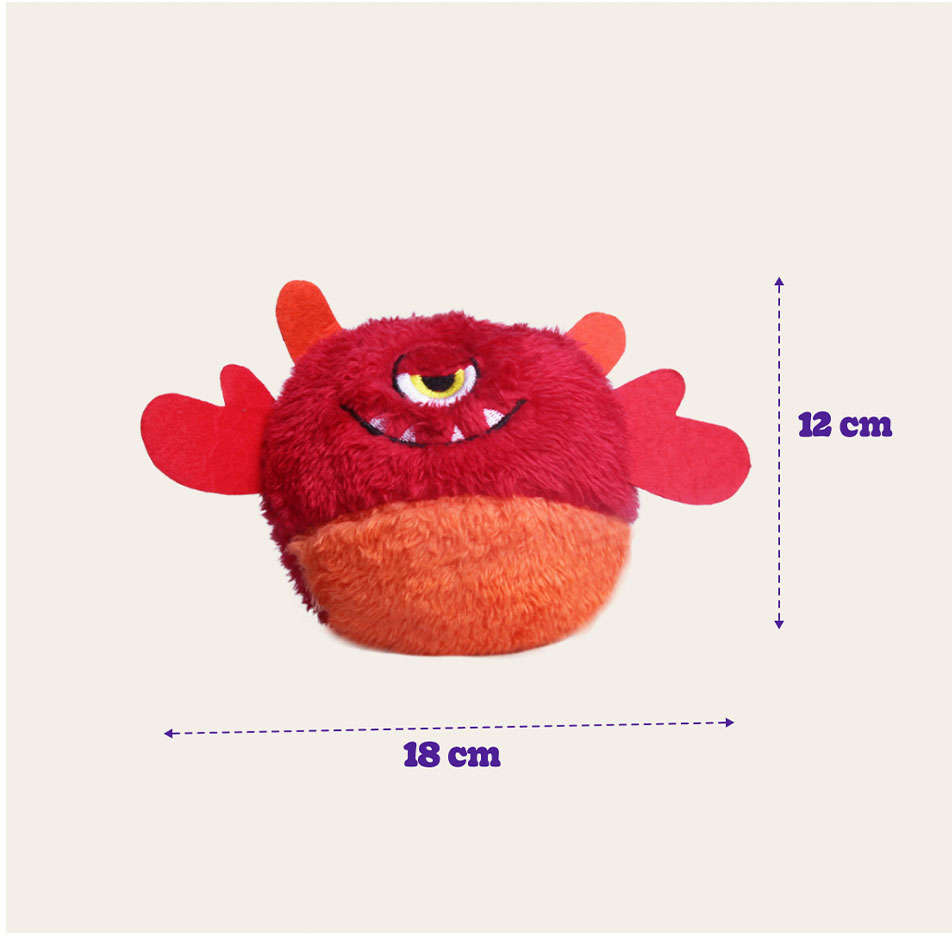 Brinquedo Pelúcia Kroco Monstrinho Vermelho para Cães - Tam. Único