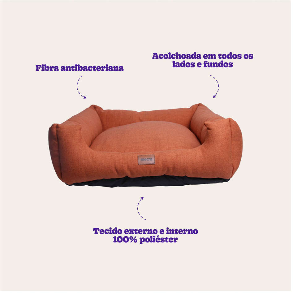 Cama Meau Quadrada Conforto Terracota - Tam. M
