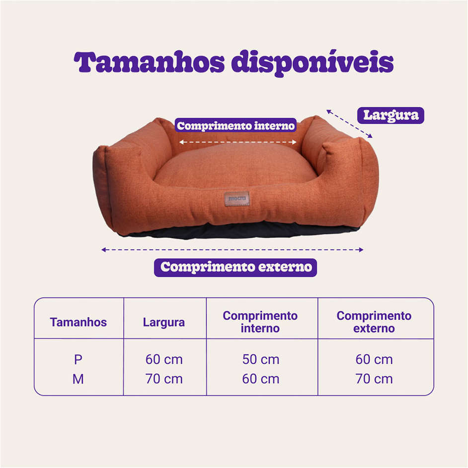 Cama Meau Quadrada Conforto Terracota - Tam. M