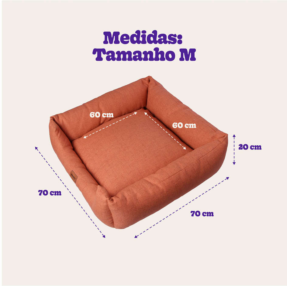 Cama Meau Quadrada Conforto Terracota - Tam. M