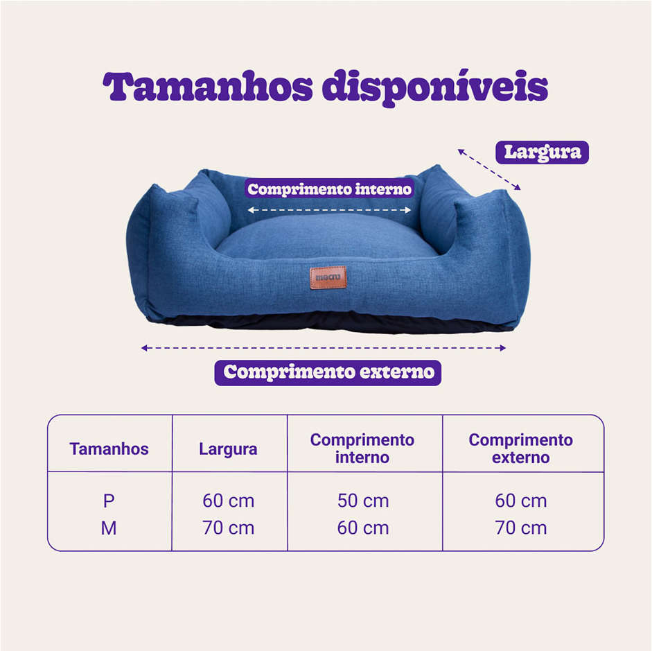 Cama Meau Quadrada Conforto Azul - Tam. P