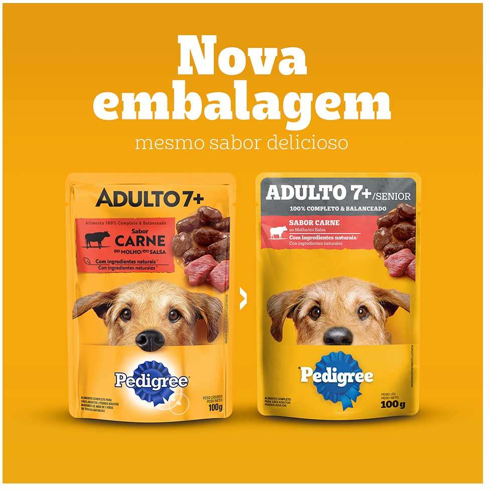 Ração Úmida Pedigree Sachê Carne ao Molho para Cães Sênior 7 + Anos - 100 g