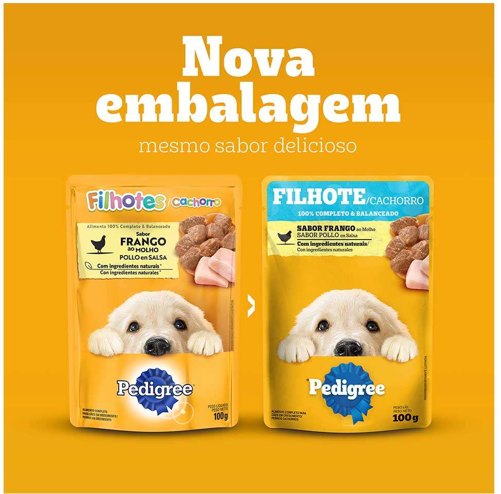 Ração Úmida Pedigree Sachê Frango ao Molho para Cães Filhotes - 100 g
