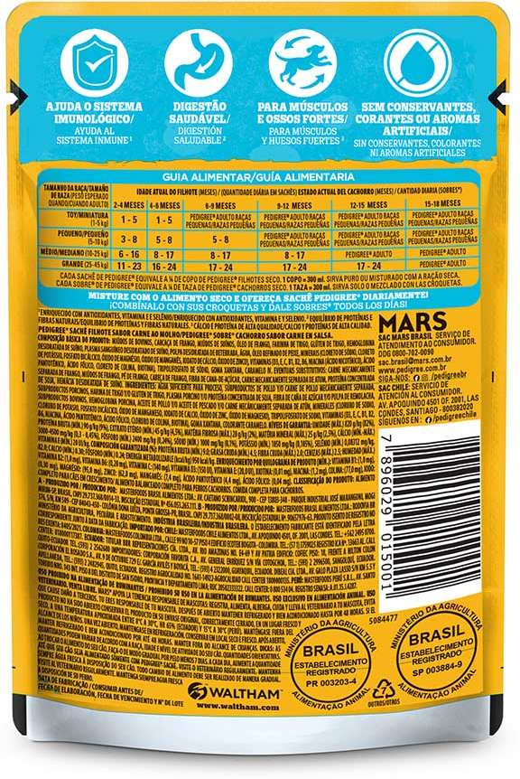 Ração Úmida Pedigree Sachê Carne ao Molho para Cães Filhotes - 100 g