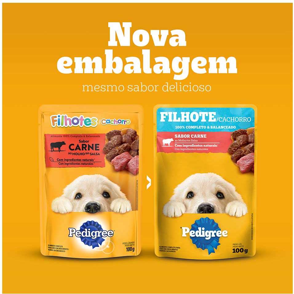 Ração Úmida Pedigree Sachê Carne ao Molho para Cães Filhotes - 100 g
