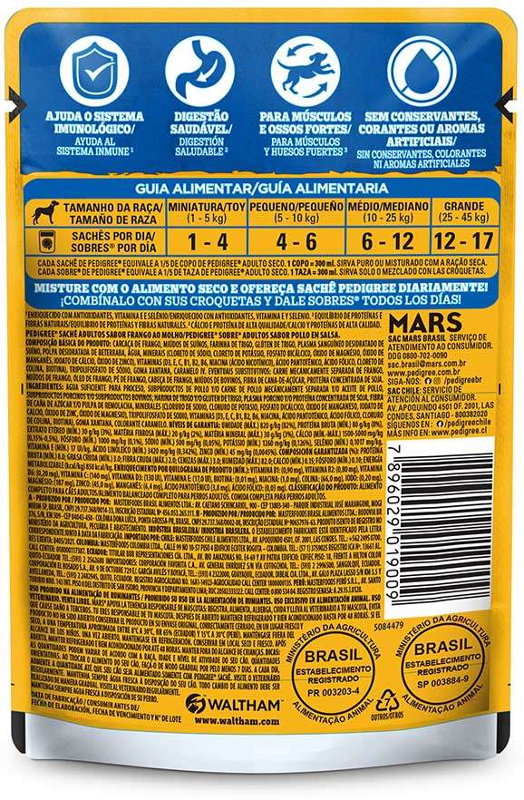 Ração Úmida Pedigree Sachê Frango ao Molho para Cães Adultos - 100 g