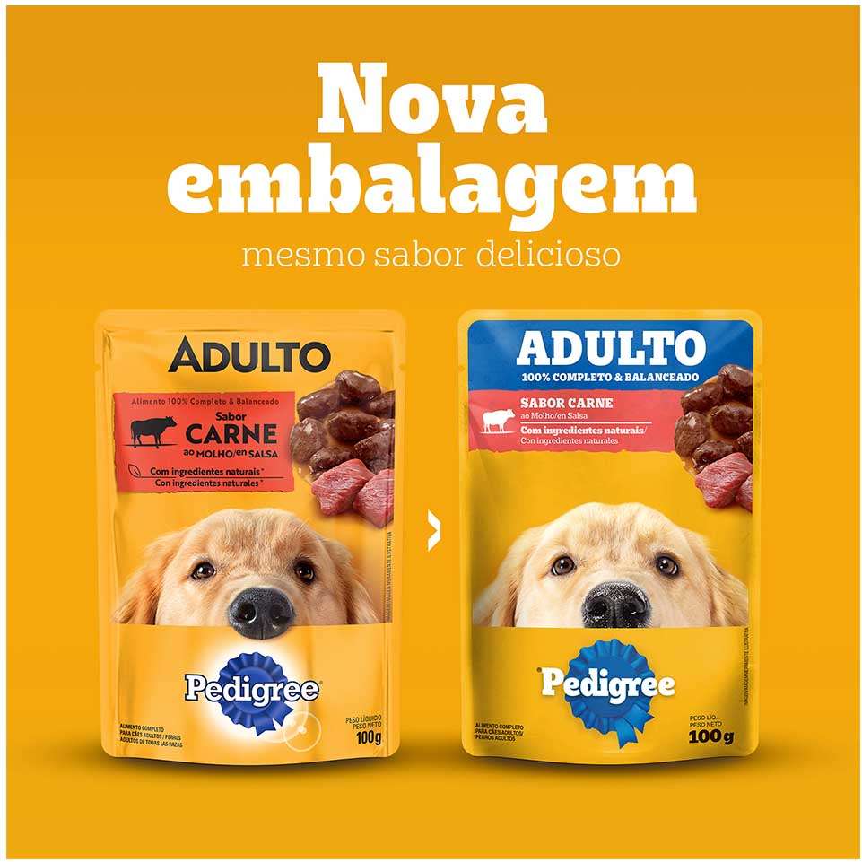 Ração Úmida Pedigree Sachê Carne ao Molho para Cães Adultos - 100 g