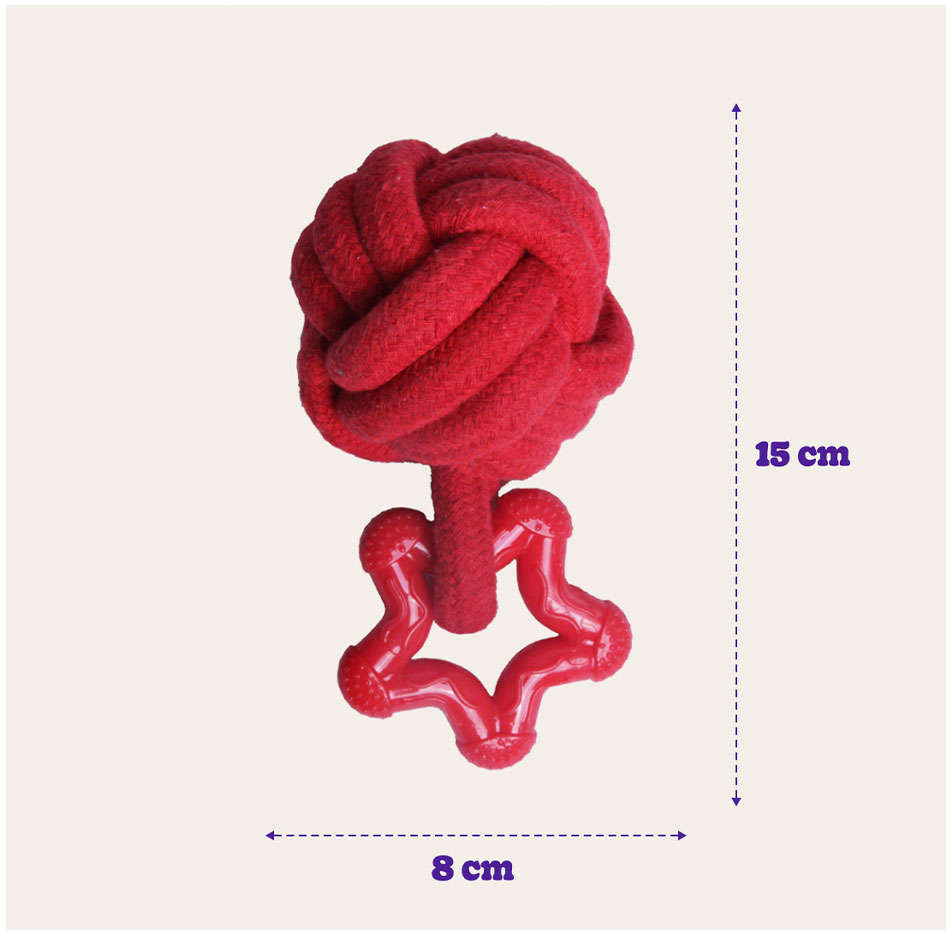 Brinquedo Bola com Mordedor Kroco Vermelho para Cães - Tam. Único