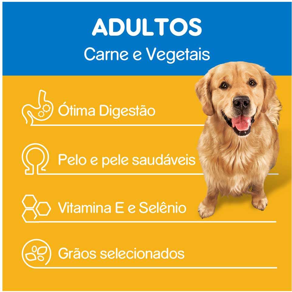 Ração Seca Pedigree Carne e Vegetais para Cães Adultos Raças Médias e Grandes - 7Kg