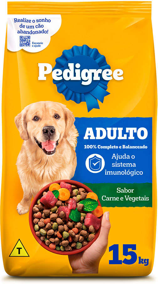 Ração Seca Pedigree Carne e Vegetais para Cães Adultos Raças Médias e Grandes - 15Kg