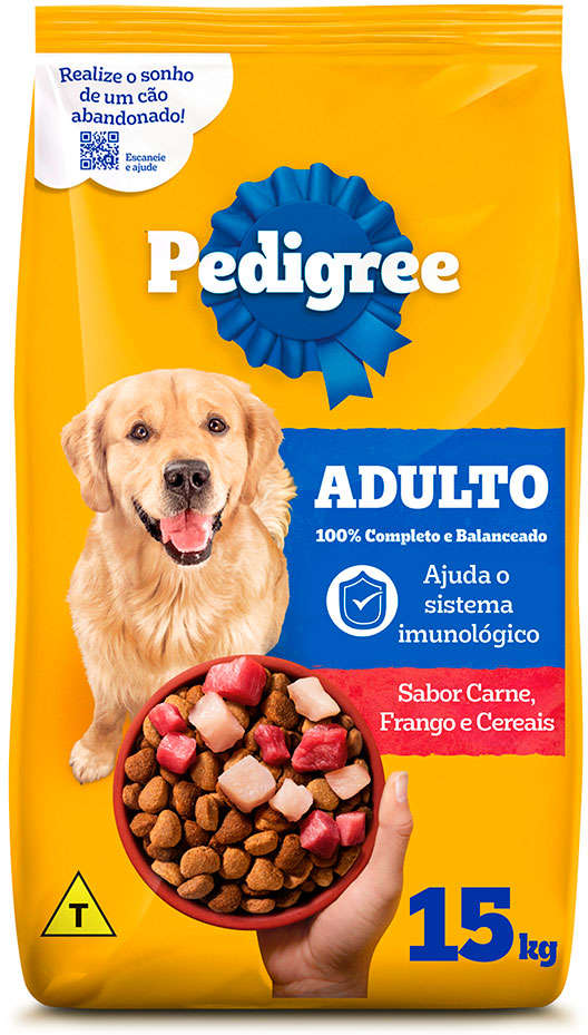 Ração Seca Pedigree Carne, Frango e Cereais para Cães Adultos Raças Médias e Grandes - 15Kg
