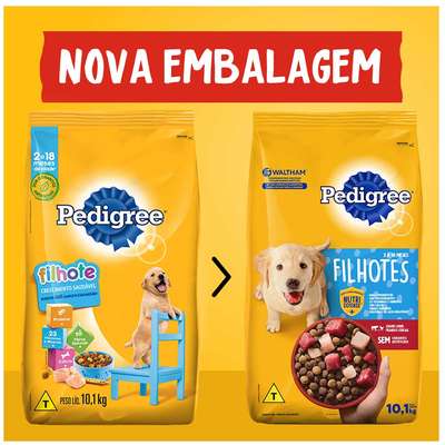 Ração Seca Pedigree Carne, Frango e Cereais para Cães Filhotes