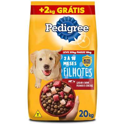 Ração Seca Pedigree Carne, Frango e Cereais para Cães Filhotes