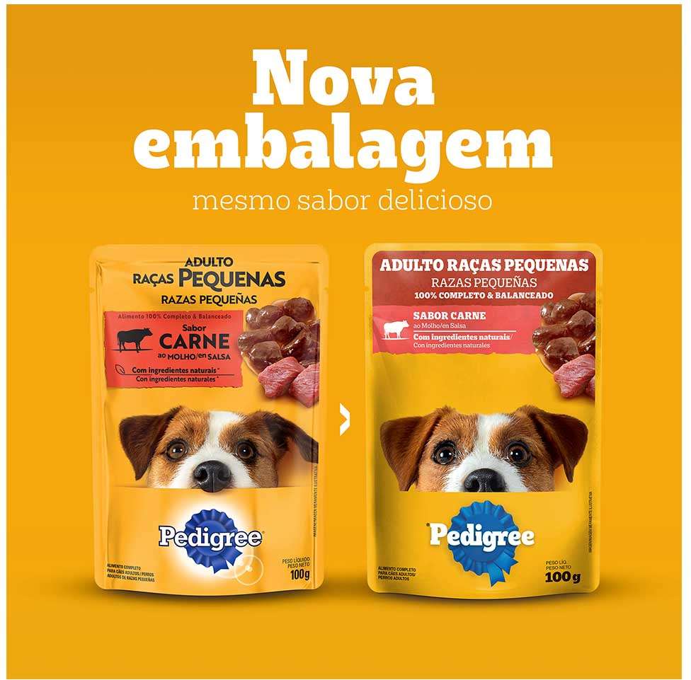 Ração Úmida Pedigree Sachê Carne ao Molho Cães Adultos de Raças Pequenas - 100 g
