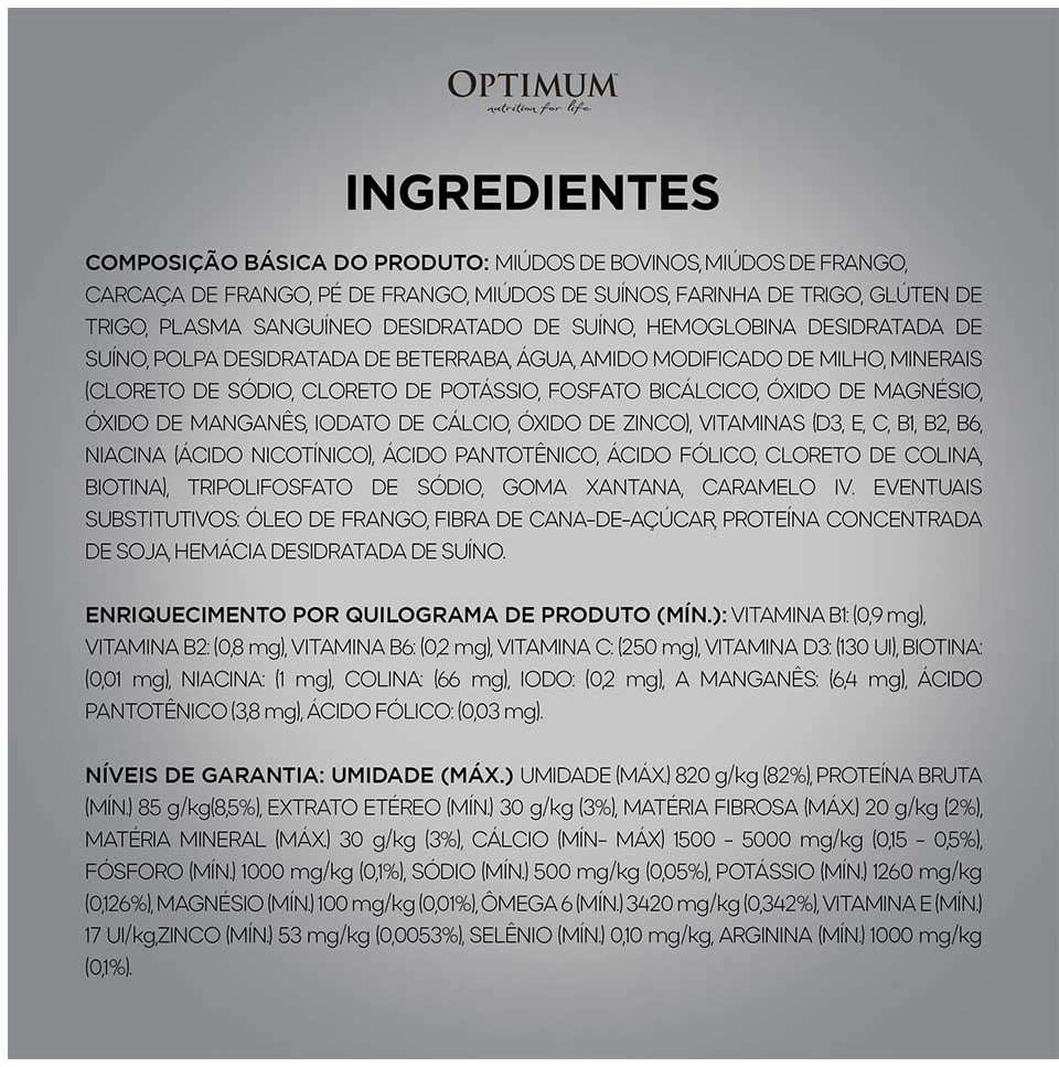 Ração Úmida Optimum Sachê para Cães Adultos Porte Pequeno e Minis Sabor Carne - 100 g