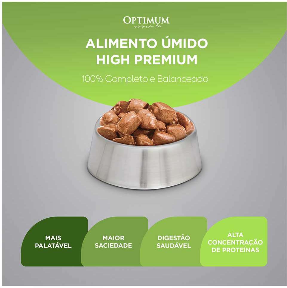 Ração Úmida Optimum Sachê para Cães Adultos Porte Pequeno e Minis Sabor Carne - 100 g