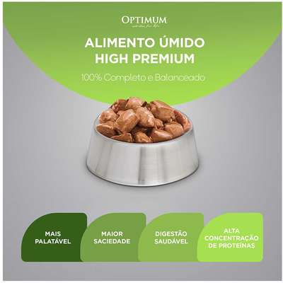 Ração Úmida Optimum Sachê para Cães Adultos Porte Pequeno e Minis Sabor Carne