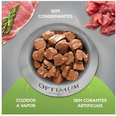 Ração Úmida Optimum Sachê para Cães Adultos Porte Pequeno e Minis Sabor Carne