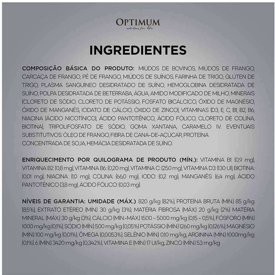 Ração Úmida Optimum Sachê para Cães Adultos Sabor Carne - 100 g