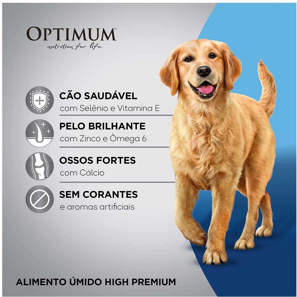 Ração Úmida Optimum Sachê para Cães Adultos Sabor Carne - 100 g