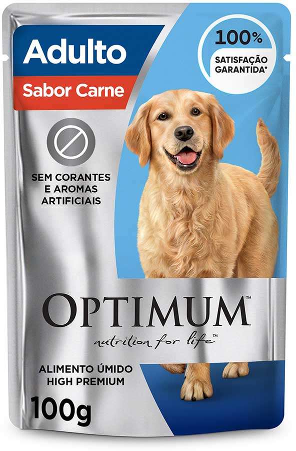 Ração Úmida Optimum Sachê para Cães Adultos Sabor Carne - 100 g