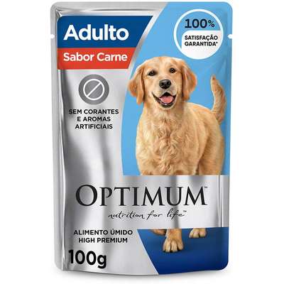 Ração Úmida Optimum Sachê para Cães Adultos Sabor Carne