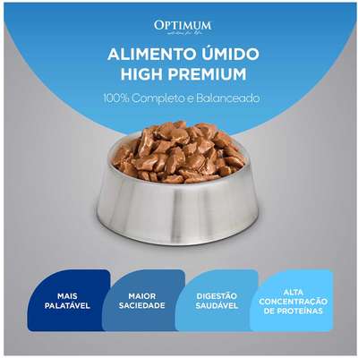 Ração Úmida Optimum Sachê para Gatos Adultos Castrados Sabor Carne