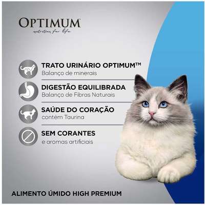 Ração Úmida Optimum Sachê para Gatos Adultos Castrados Sabor Carne