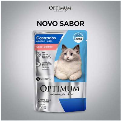 Ração Úmida Optimum Sachê para Gatos Adultos Castrados Sabor Salmão