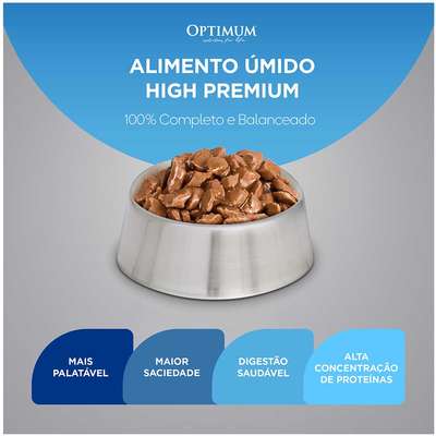 Ração Úmida Optimum Sachê para Gatos Adultos Castrados Sabor Salmão